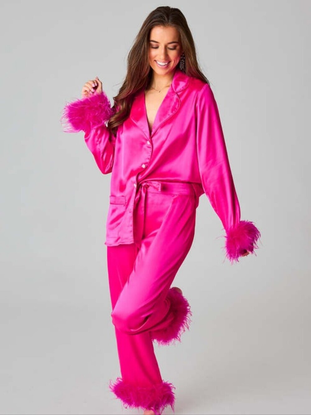 Buddy Love Hot Pink Danica Feather Pajamas L